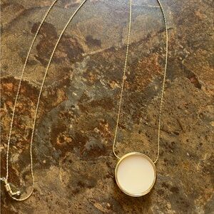 Lane Bryant Gold and Cream Pendant Necklace